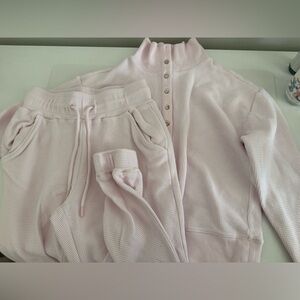 Pink Waffle Knit Lounge Set